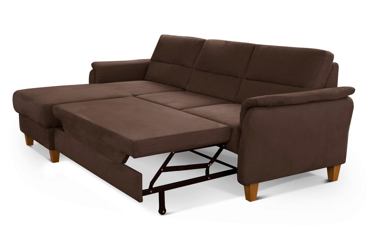ECKSOFA PALMERA V Dunkelbraun Mikrofaser  - Eichefarben/Dunkelbraun, KONVENTIONELL, Holz/Textil (163/244cm) - Sit & More