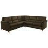 ECKSOFA in Echtleder Grün  262/262 cm  - Eichefarben/Beige, KONVENTIONELL, Leder/Holz (262/262cm) - Beldomo Premium