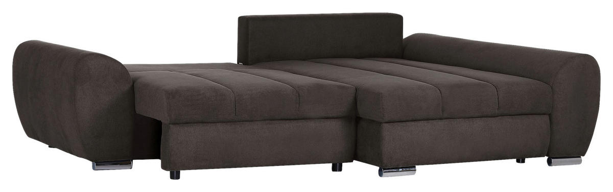 ECKSOFA in Flachgewebe Schlammfarben  - Chromfarben/Hellbraun, Konventionell, Textil/Metall (175/270cm) - MID.YOU