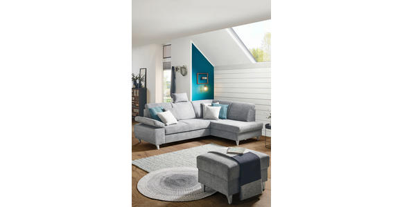 ECKSOFA  in Flachgewebe Dunkelgrau  255/186 cm  - Dunkelgrau/Silberfarben, KONVENTIONELL, Holz/Textil (255/186cm) - Cantus