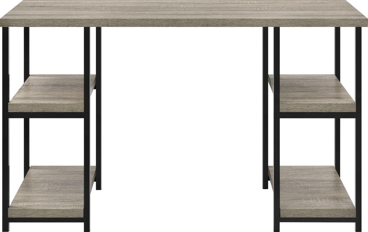 SCHREIBTISCH 121/72/46 cm  in Eiche grau  - Eiche grau/Schwarz, Design, Holzwerkstoff/Metall (121/72/46cm) - MID.YOU