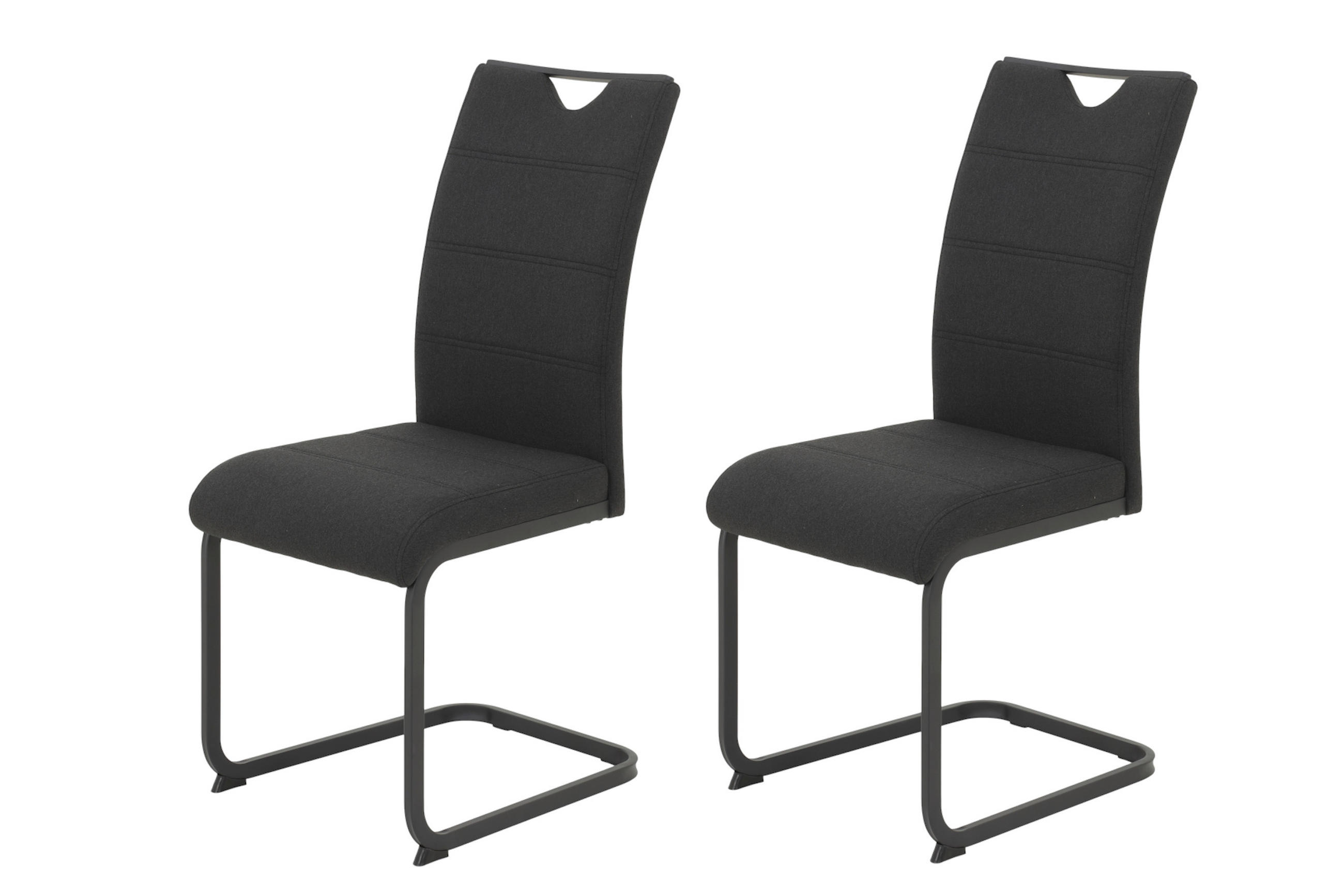 SCHWINGSTUHL-SET 2 Stück  in Stahl Webstoff  - Schwarz, MODERN, Textil/Metall (43/99/60cm) - MID.YOU