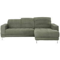 ECKSOFA in Webstoff Grün  - Chromfarben/Grün, Design, Textil/Metall (260/187cm) - Xora
