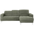 ECKSOFA in Webstoff Grün 260/187 cm - Chromfarben/Grün, Design, Textil/Metall (260/187cm) - Xora