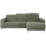 ECKSOFA in Webstoff Grün  260/187 cm  - Chromfarben/Grün, Design, Textil/Metall (260/187cm) - Xora