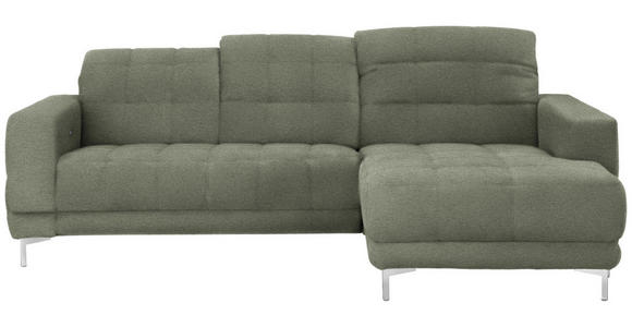 ECKSOFA in Webstoff Grün 260/187 cm - Chromfarben/Grün, Design, Textil/Metall (260/187cm) - Xora