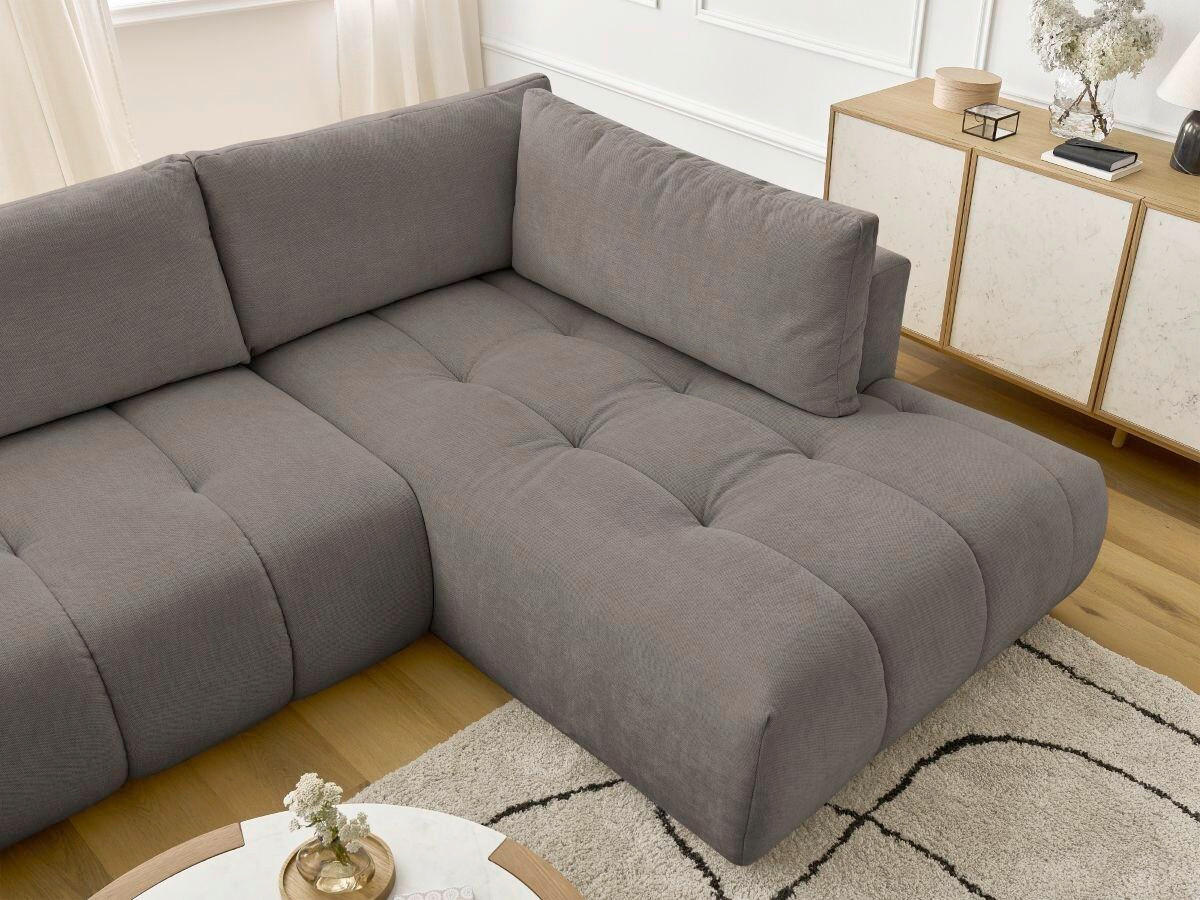 WOHNLANDSCHAFT  FUJI  Taupe Leinenoptik  - Taupe/Schwarz, MODERN, Kunststoff/Textil (160/377/204cm)