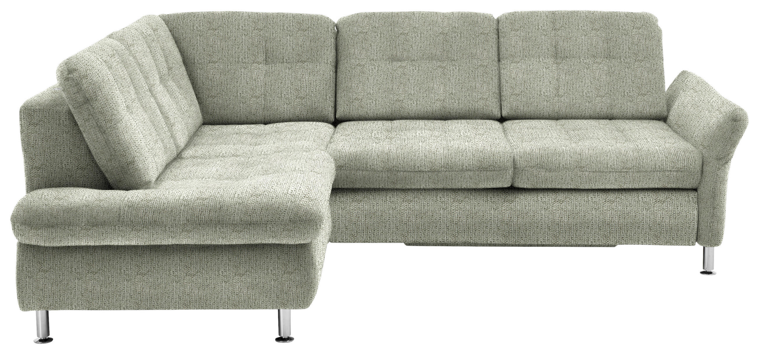 ECKSOFA Grün Webstoff  - Chromfarben/Grün, KONVENTIONELL, Textil/Metall (210/242cm) - Beldomo Style