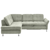 ECKSOFA Grün Webstoff  - Chromfarben/Grün, KONVENTIONELL, Textil/Metall (210/242cm) - Beldomo Style
