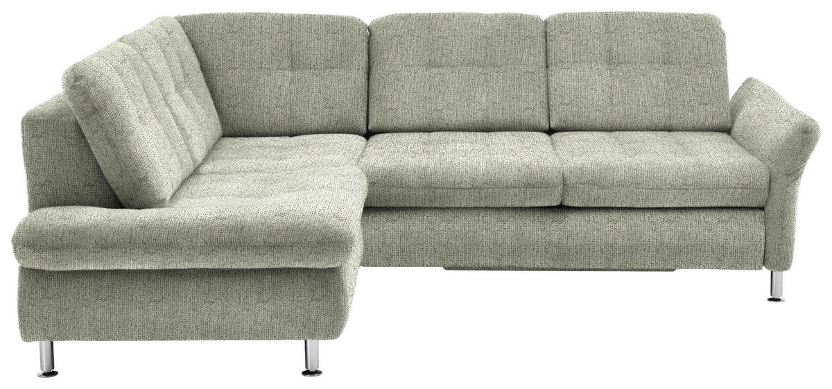 ECKSOFA Grün Webstoff  - Chromfarben/Grün, KONVENTIONELL, Textil/Metall (210/242cm) - Beldomo Style