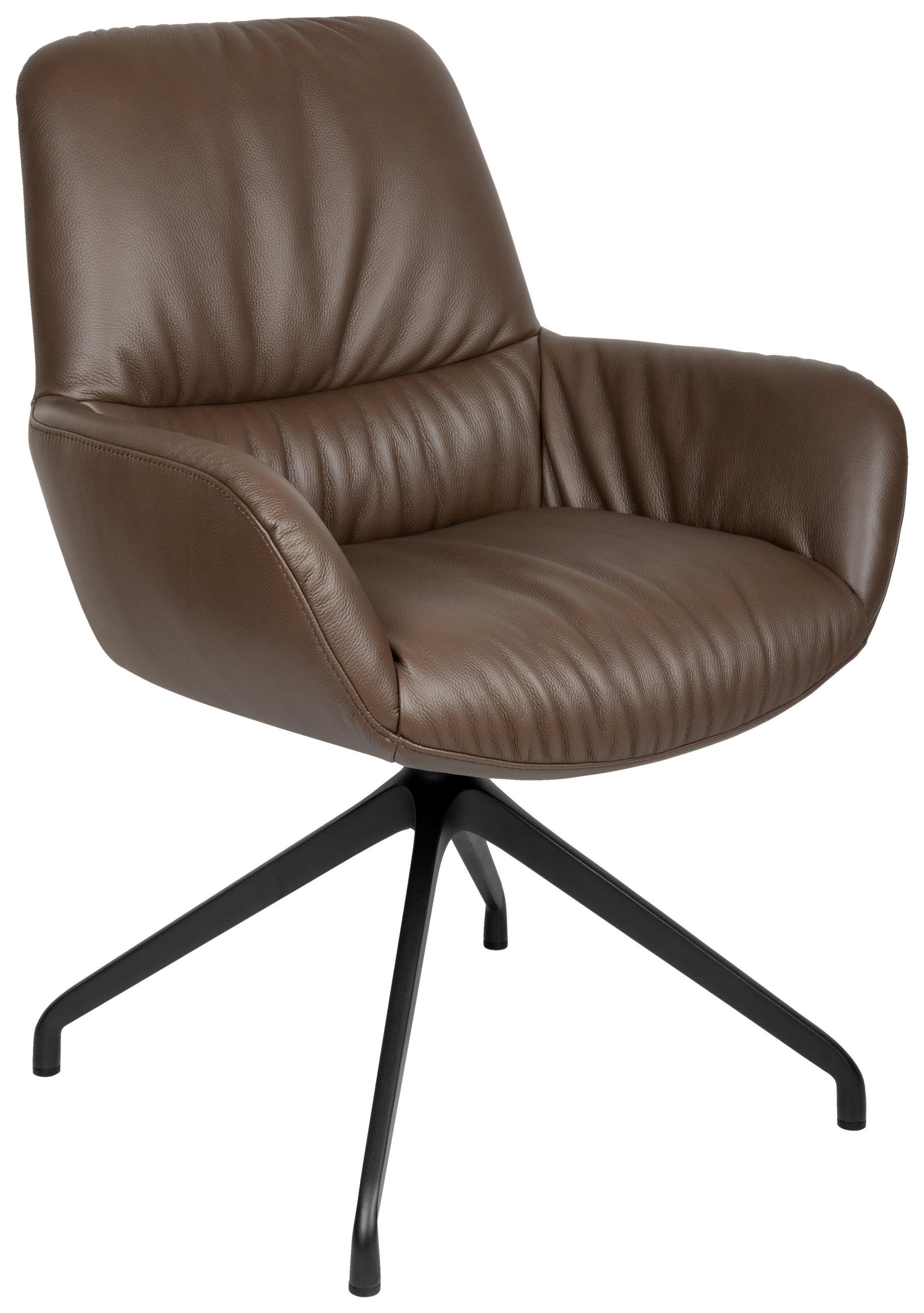 ARMLEHNSTUHL  in Aluminium, Eisen Echtleder pigmentiert  - Schwarz/Braun, Design, Leder/Metall (64/89/65cm) - Dieter Knoll