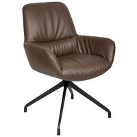 ARMLEHNSTUHL  in Aluminium, Eisen Echtleder pigmentiert  - Schwarz/Braun, Design, Leder/Metall (64/89/65cm) - Dieter Knoll