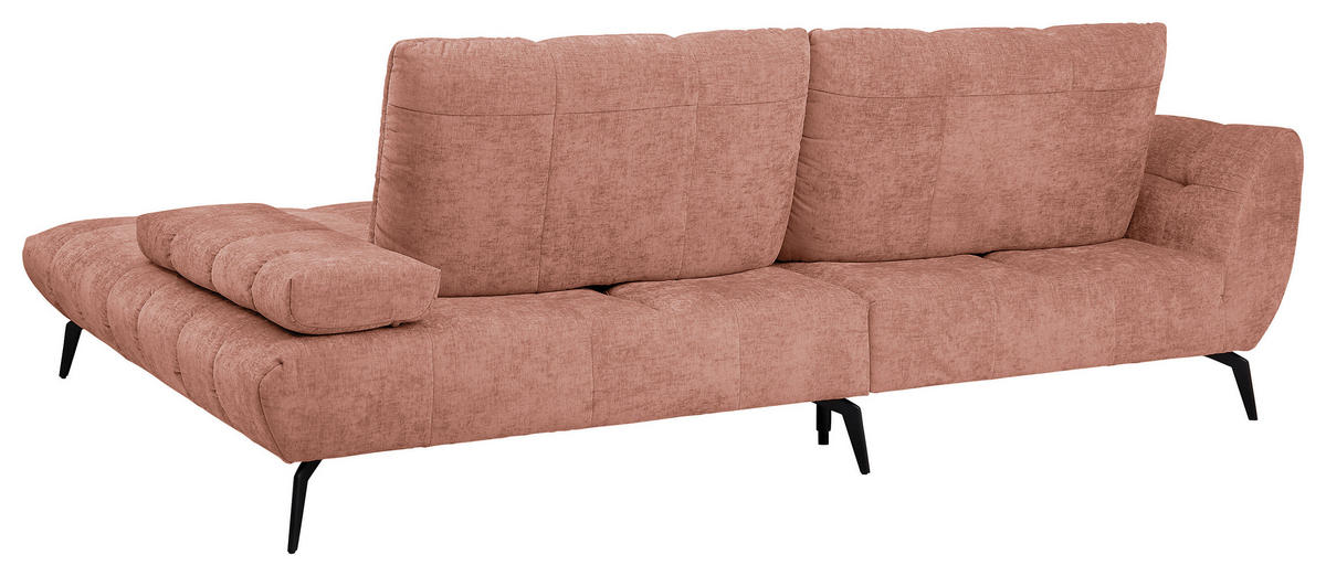 ECKSOFA Rosa Flachgewebe Rücken echt, Sitztiefenverstellung  - Schwarz/Rosa, KONVENTIONELL, Textil/Metall (273/211cm) - SetOne by Musterring