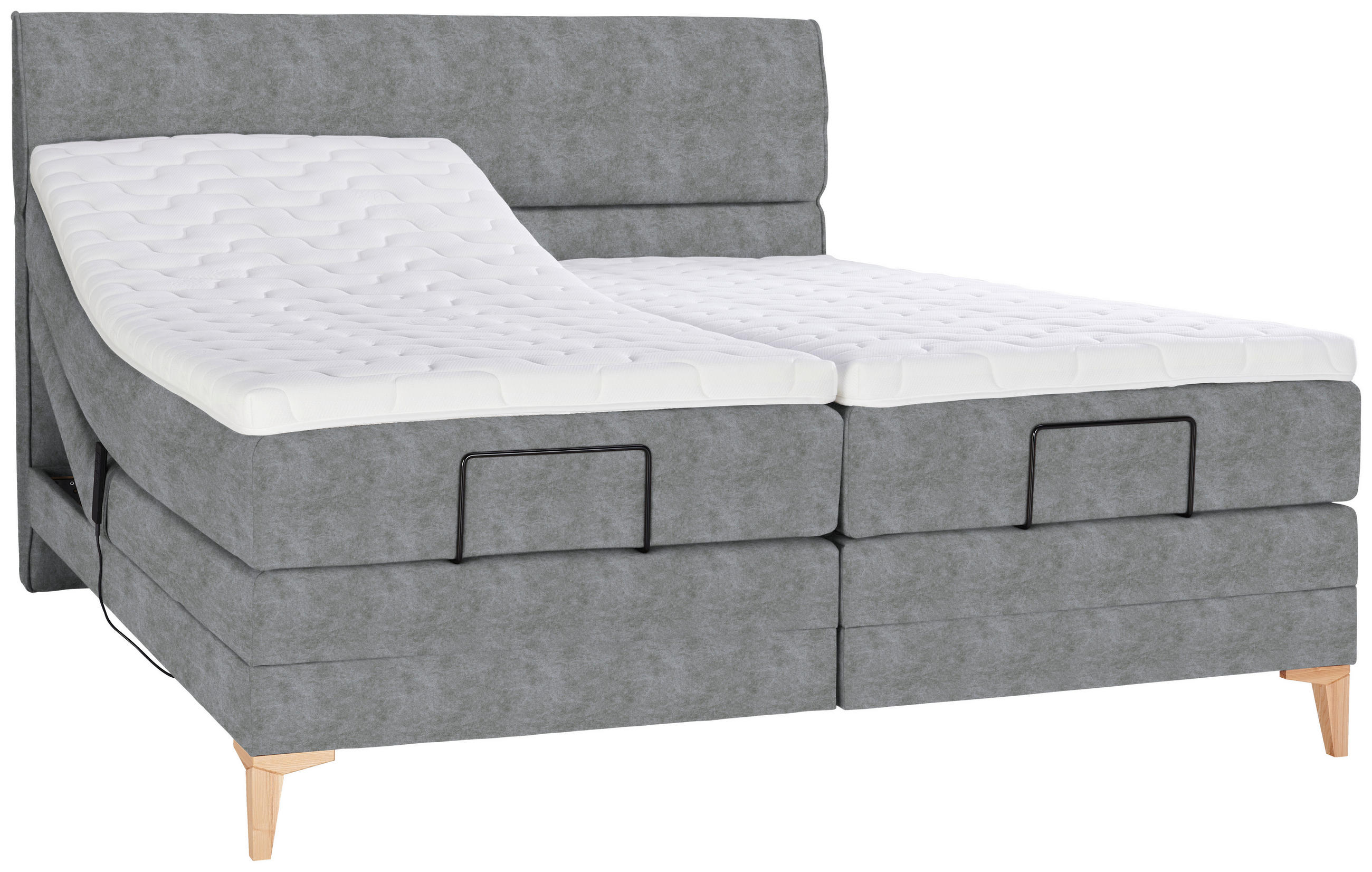 BOXSPRINGBETT 180/200 cm  in Grau  - Eichefarben/Grau, Konventionell, Holz/Textil (180/200cm) - Voleo