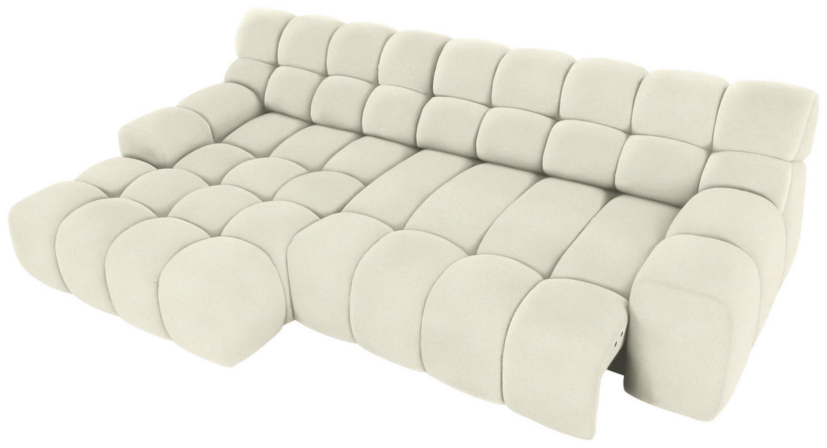 ECKSOFA in Webstoff Weiss  - Weiss/Schwarz, Modern, Kunststoff/Textil (180/297cm) - Welnova