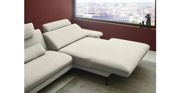 ECKSOFA  in Chenille, Flachgewebe Naturfarben Rücken echt  284/180 cm  - Schwarz/Naturfarben, Design, Textil/Metall (284/180cm) - Dieter Knoll
