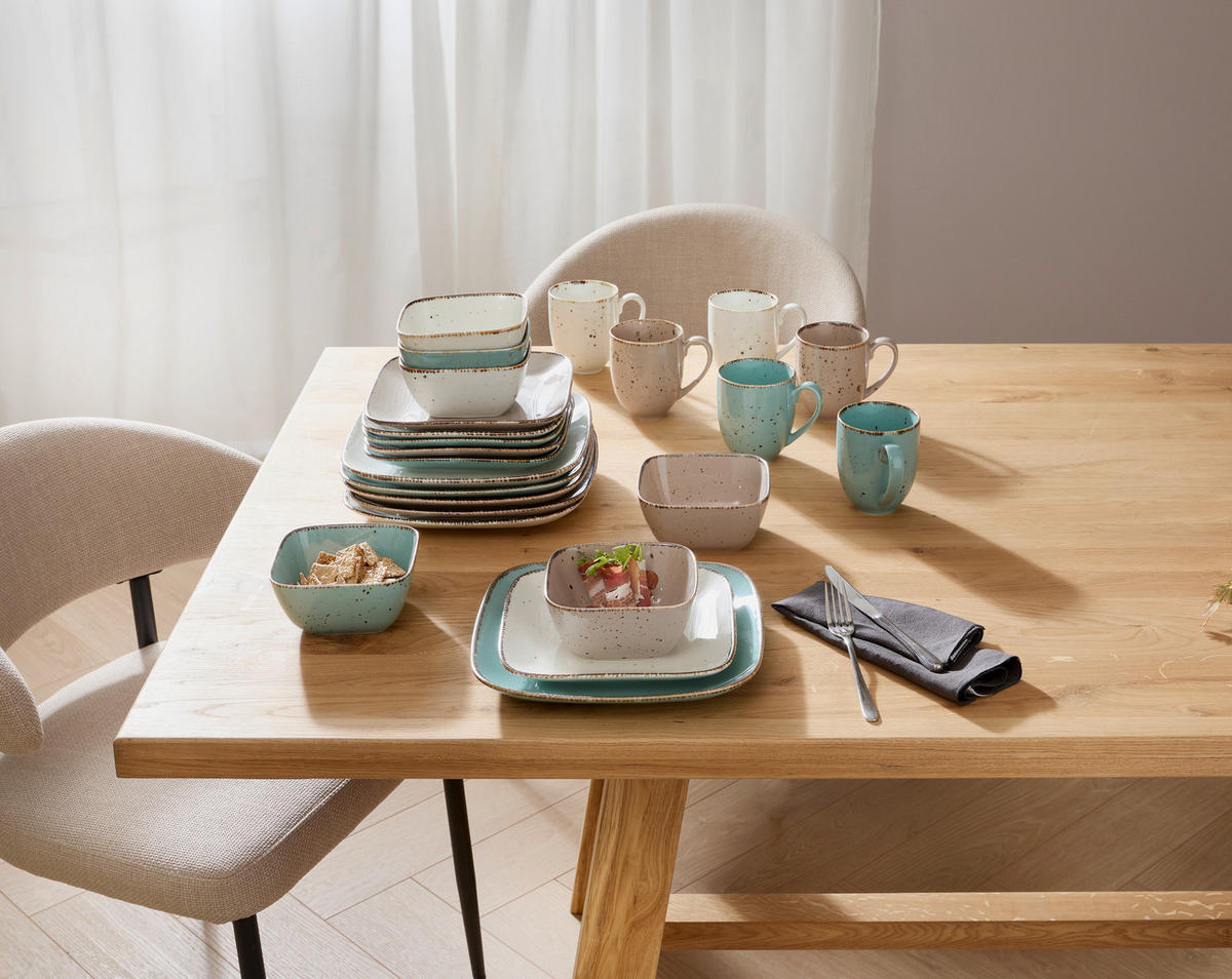 KOMBINOVANÝ SERVIS 24-dielne, porcelán keramika  - biela/taupe, Lifestyle, keramika - Landscape