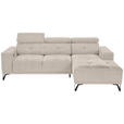 ECKSOFA in Chenille Naturfarben  - Schwarz/Naturfarben, KONVENTIONELL, Textil/Metall (264/178cm) - Hom`in