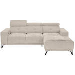 ECKSOFA in Chenille Naturfarben  - Schwarz/Naturfarben, KONVENTIONELL, Textil/Metall (264/178cm) - Hom`in