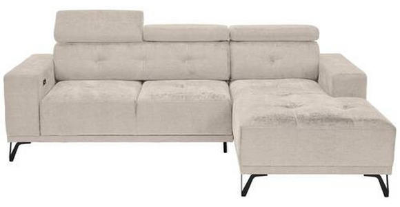 ECKSOFA in Chenille Naturfarben  - Schwarz/Naturfarben, KONVENTIONELL, Textil/Metall (264/178cm) - Hom`in