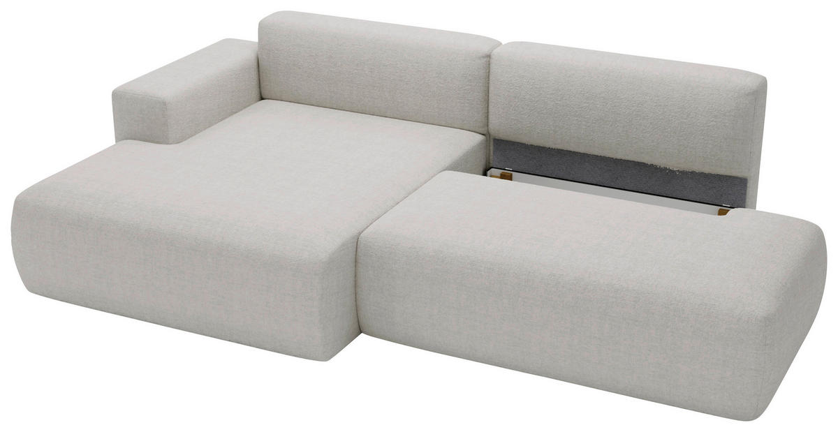 ECKSOFA Chenille Hellgrau  - Hellgrau/Schwarz, Design, Kunststoff/Textil (160/284cm) - Livetastic