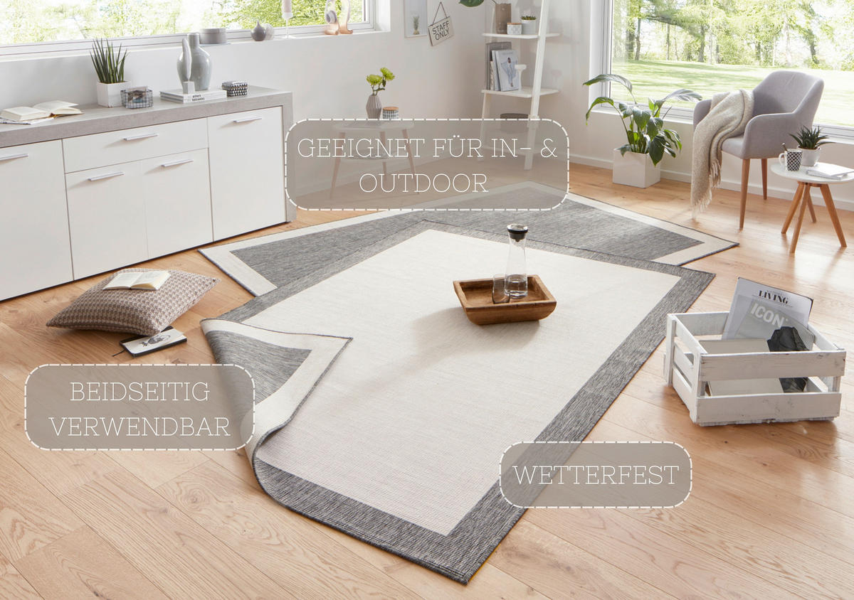 OUTDOORTEPPICH 120/170 cm Twin Creme, Grau  - Creme/Grau, Design, Kunststoff (120/170cm)