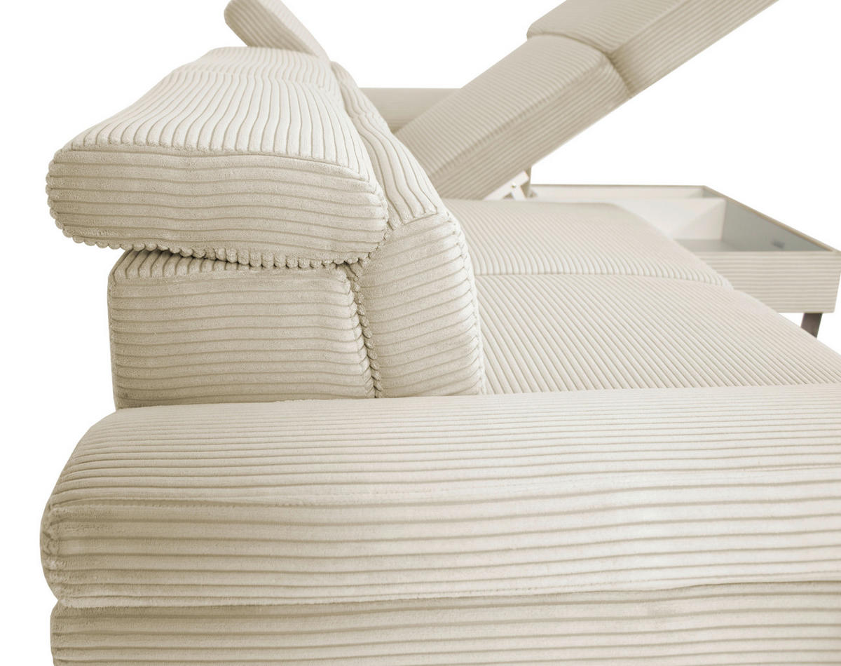 ECKSOFA inkl. Funktionen Naturfarben Cord  - Silberfarben/Naturfarben, Design, Textil/Metall (250/167cm) - Xora