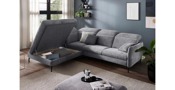 ECKSOFA in Flachgewebe Grau  - Schwarz/Grau, Design, Textil/Metall (233/299cm) - Dieter Knoll