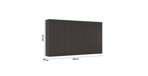 DREHTÜRENSCHRANK 400/223/61 cm,  in Graphitfarben, 8-türig  - Graphitfarben, Basics, Holzwerkstoff/Metall (400/223/61cm) - Novel