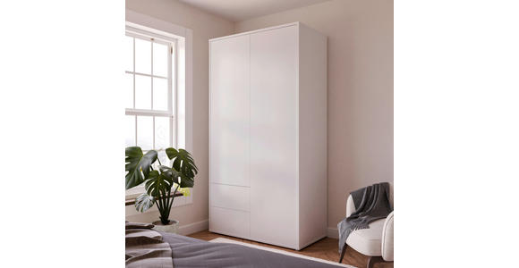 DREHTÜRENSCHRANK 115/214/60 cm,  in Weiß, 2-türig  - Weiß, Trend, Holzwerkstoff (115/214/60cm) - Carryhome
