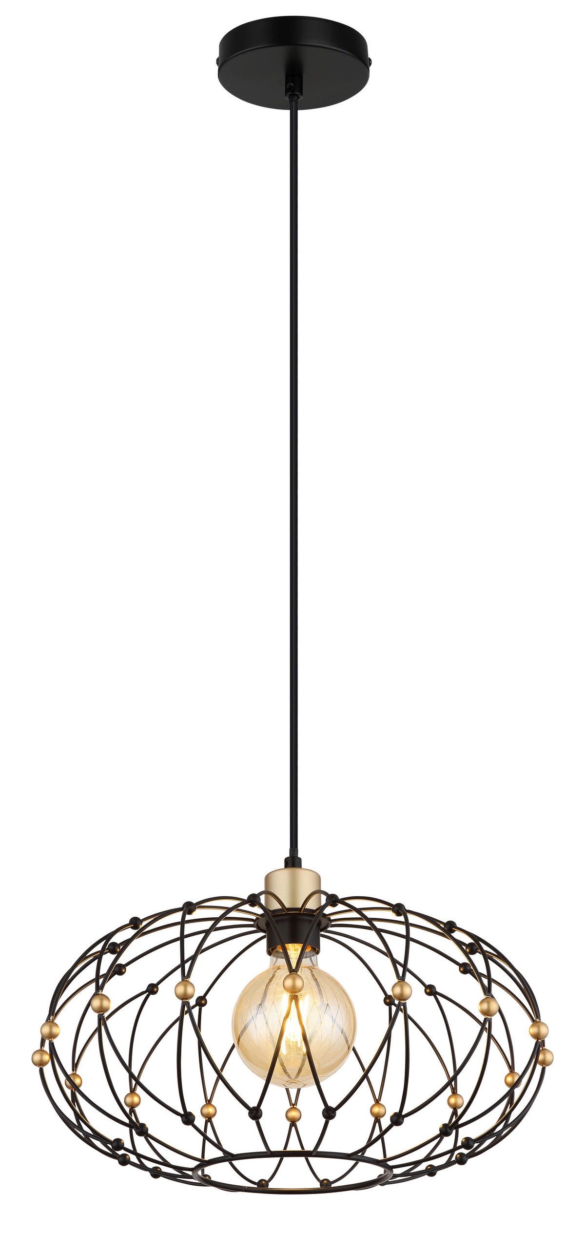 VISEČA SVETILKA  GREYS      40/150 cm      E27 - zlate barve/črna, Design, kovina/umetna masa (40/150cm) - Globo