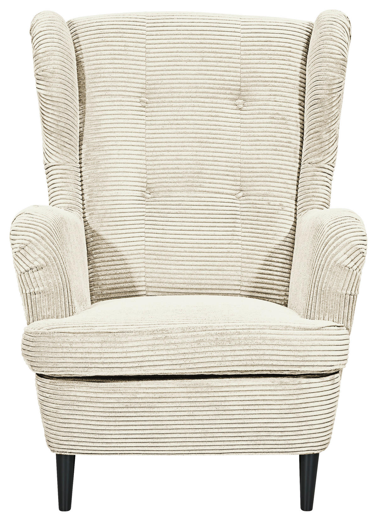 ÖRONLAPPSFÅTÖLJ i manchester cremefärgad  - svart/cremefärgad, Basics, trä/textil (78/102/98cm) - MID.YOU