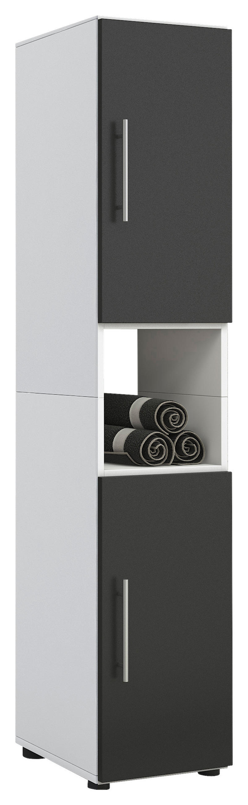 HÖGSKÅP  - vit/silver, Klassisk, trämaterial/plast (31/160/30cm) - MID.YOU