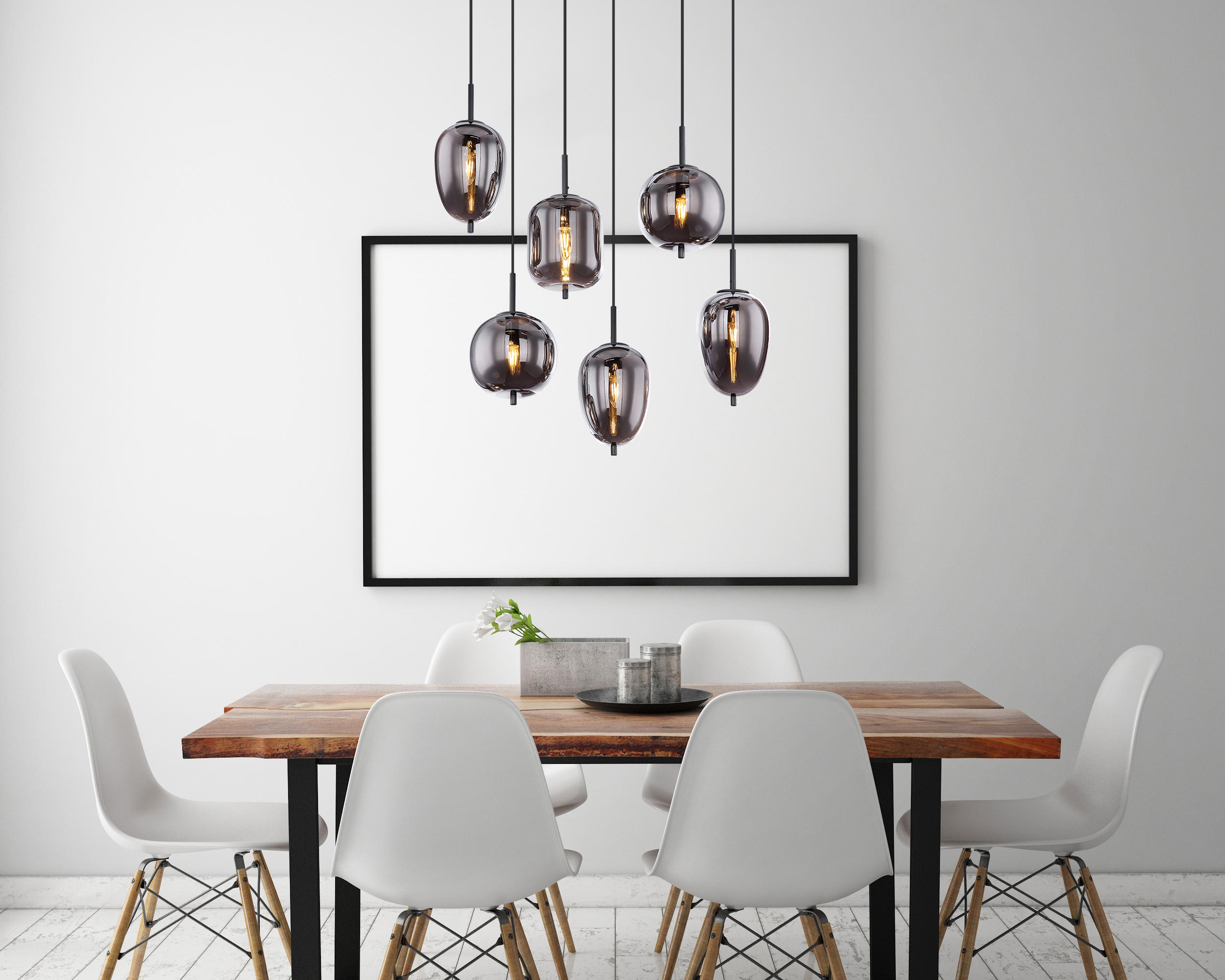 HÄNGELEUCHTE 80/34/120 cm    - Schwarz, Design, Glas/Metall (80/34/120cm) - Globo