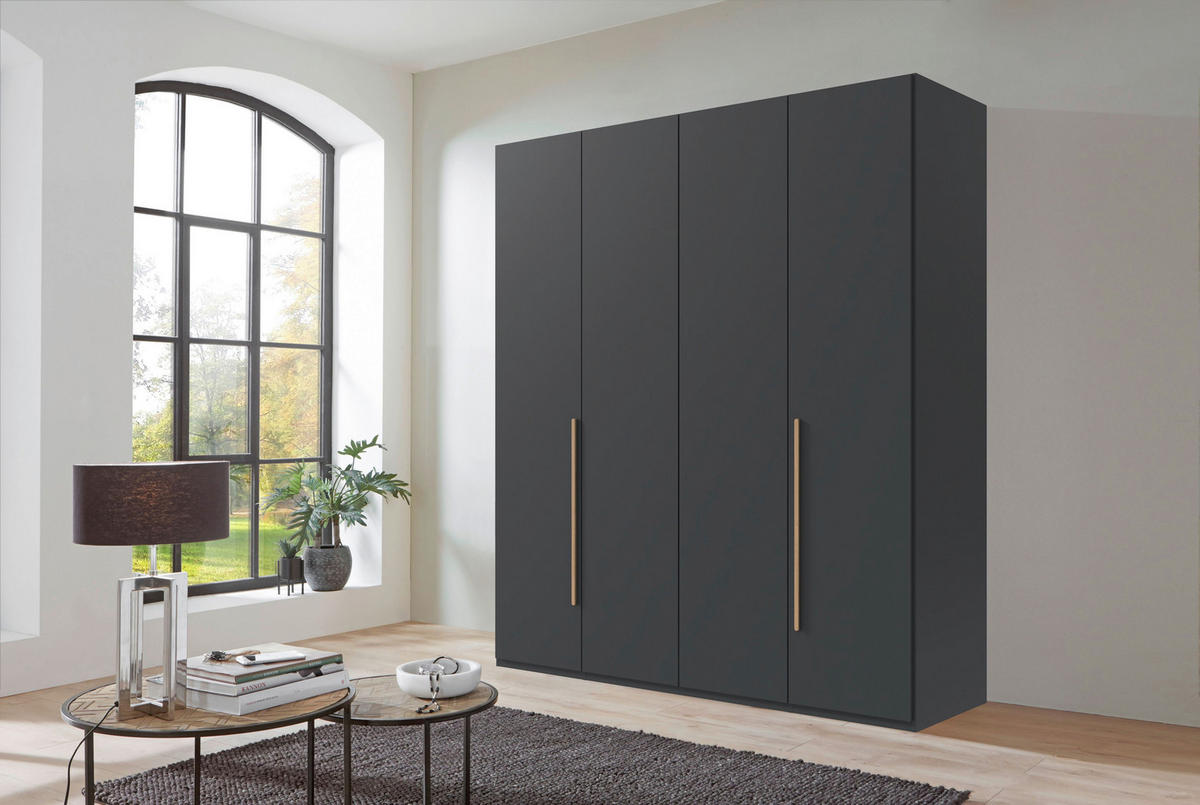 DREHTÜRENSCHRANK  in Graphitfarben, Eiche Artisan  - Graphitfarben/Eiche Artisan, MODERN, Holzwerkstoff/Kunststoff (180/208/58cm) - Chameo