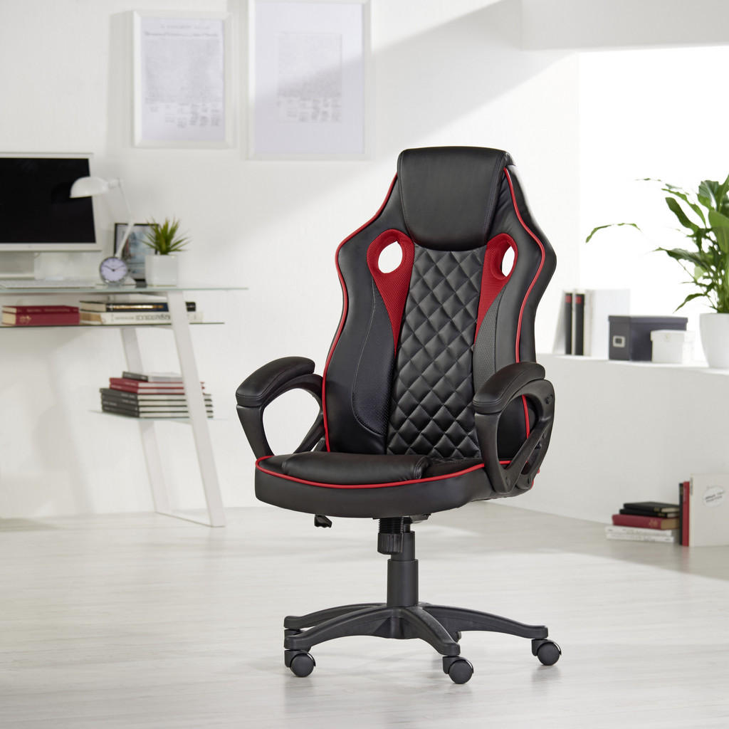 Thumbnail - Xora Gamingstuhl, Rot, Schwarz, Metall, Kunststoff, Textil, Drehkreuz, 67x113-123x71 cm, Kinder- & Jugendzimmer, Jugendm...