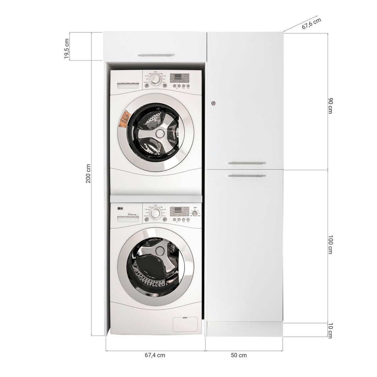 HAUSWIRTSCHAFTSRAUM 117/200/67,6 cm  in Weiß  - Weiß, KONVENTIONELL, Holzwerkstoff (117/200/67,6cm) - Respekta