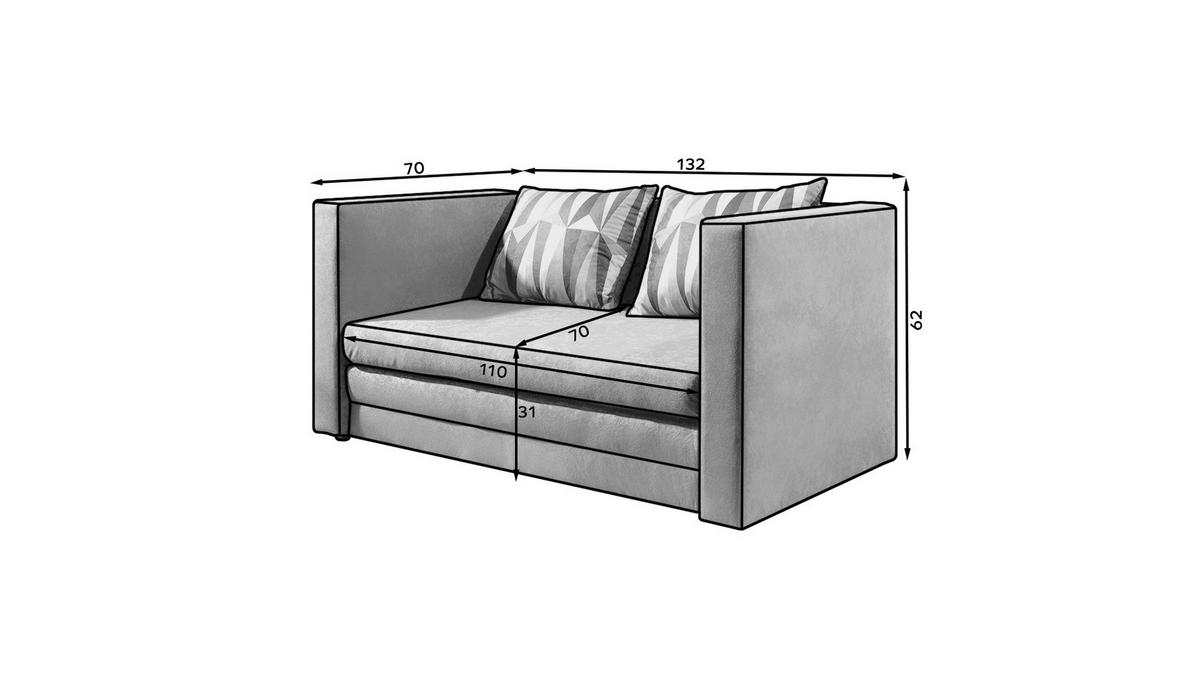 SCHLAFSOFA in Webstoff Anthrazit  - Anthrazit/Schwarz, Design, Kunststoff/Textil (132/62/70cm) - MID.YOU