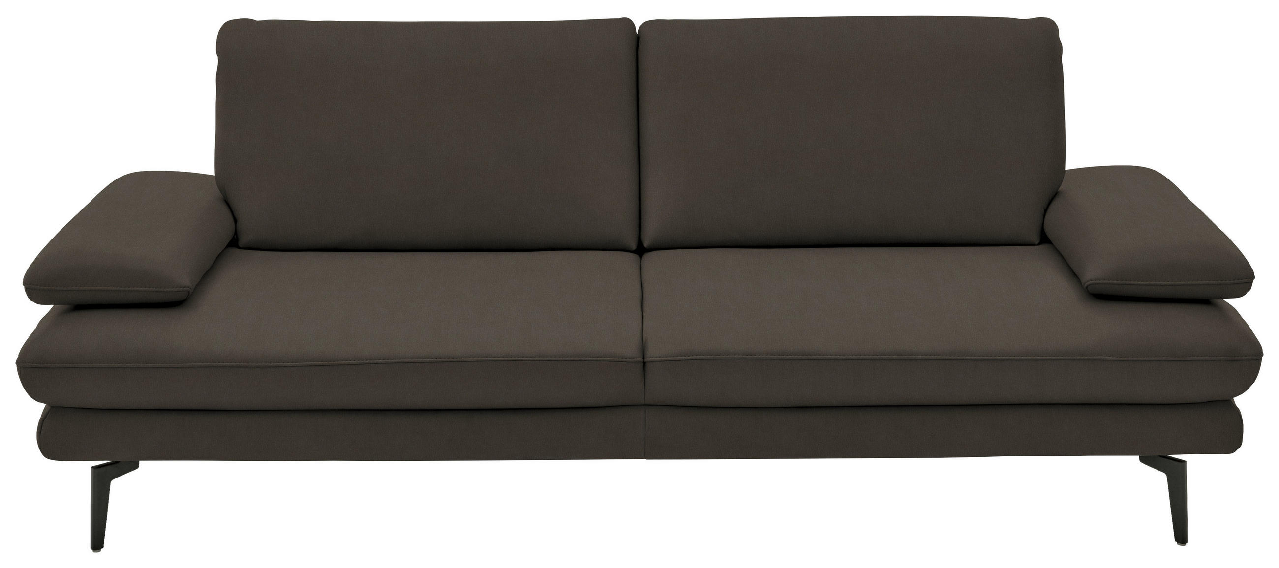 3-SITZER-SOFA in Leder Graubraun  - Graubraun/Schwarz, Design, Leder/Metall (222/86/104cm) - Dieter Knoll