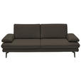 3-SITZER-SOFA  in Echtleder Graubraun   - Graubraun/Schwarz, Design, Leder/Metall (222/86/104cm) - Dieter Knoll