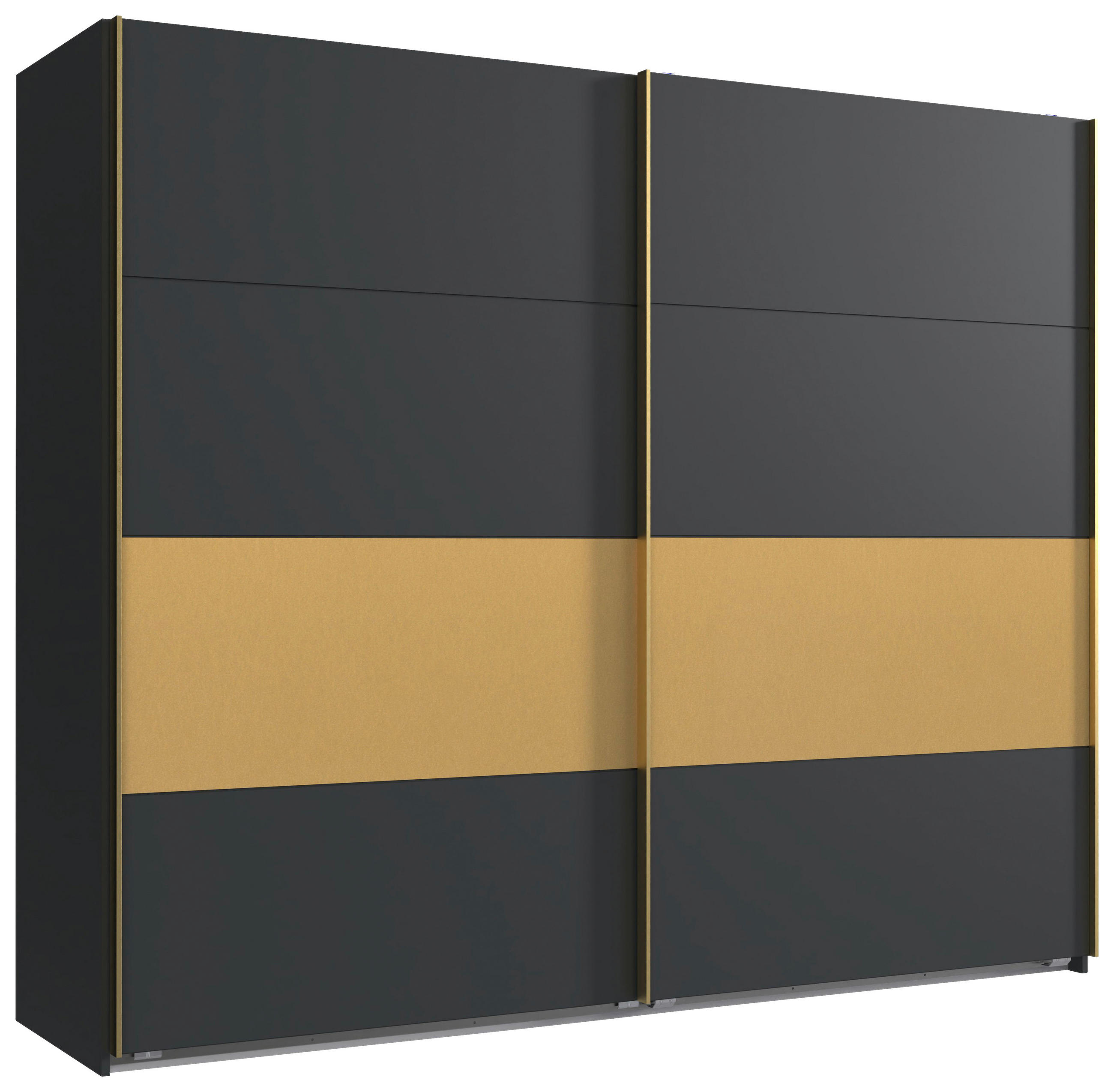 SCHWEBETÜRENSCHRANK 225/208/65 cm 2-türig Graphitfarben, Goldfarben  - Goldfarben/Graphitfarben, LIFESTYLE, Holzwerkstoff/Metall (225/208/65cm) - Boxxx