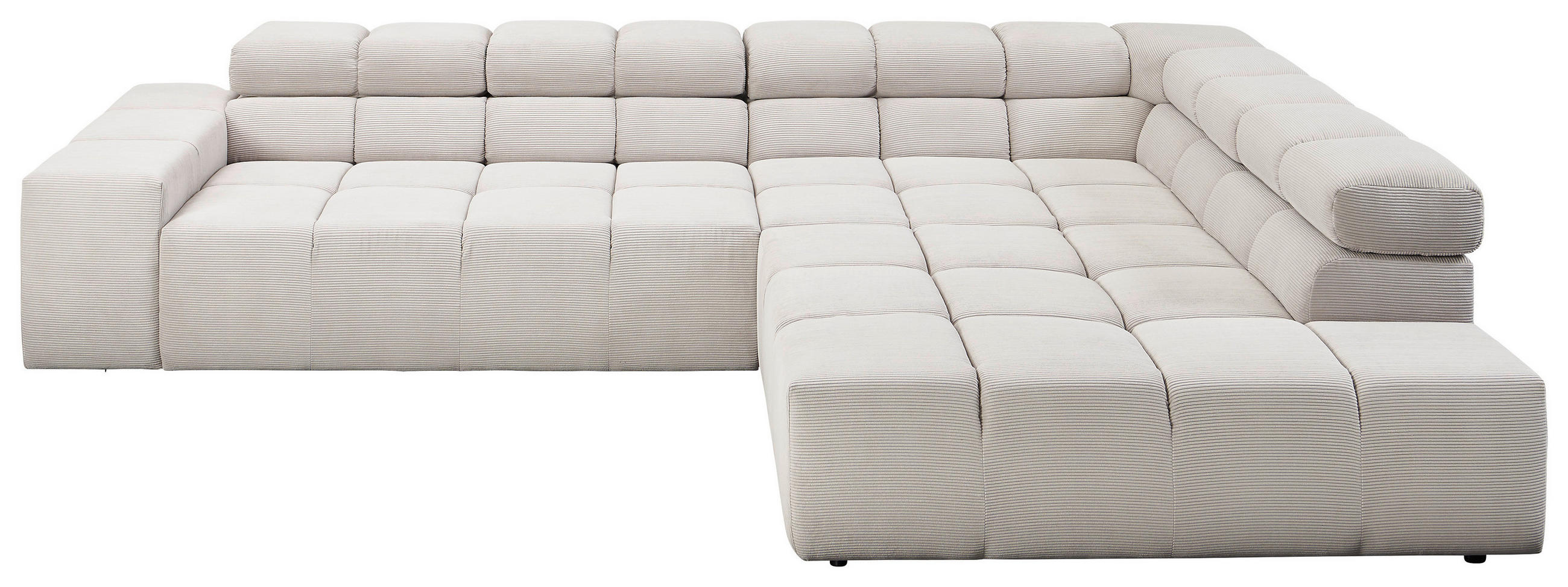 ECKSOFA in Cord Silberfarben, Hellgrau  319/215 cm  - Silberfarben/Hellgrau, Design, Kunststoff/Textil (319/215cm) - Hom`in