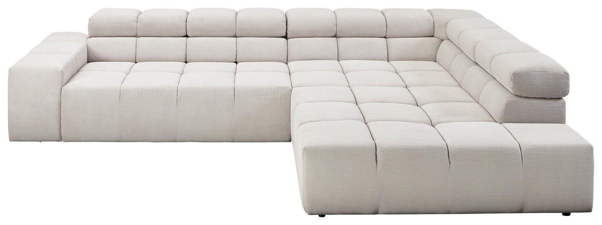 ECKSOFA in Cord Silberfarben, Hellgrau  319/215 cm  - Silberfarben/Hellgrau, Design, Kunststoff/Textil (319/215cm) - Hom`in