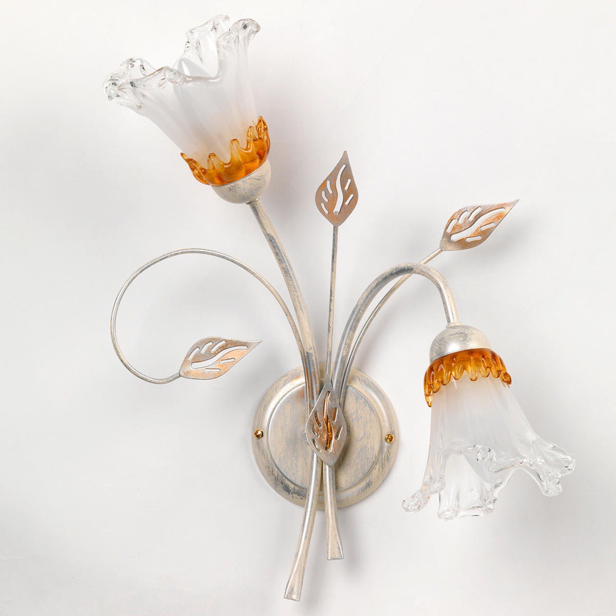 WANDLEUCHTE 35/45 cm   - Weiß, KONVENTIONELL, Glas/Metall (35/45cm)