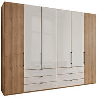 DREHTÜRENSCHRANK Champagner, Eiche Bianco  - Schieferfarben/Eiche Bianco, Konventionell, Glas/Holzwerkstoff (300/216/58cm) - Dieter Knoll