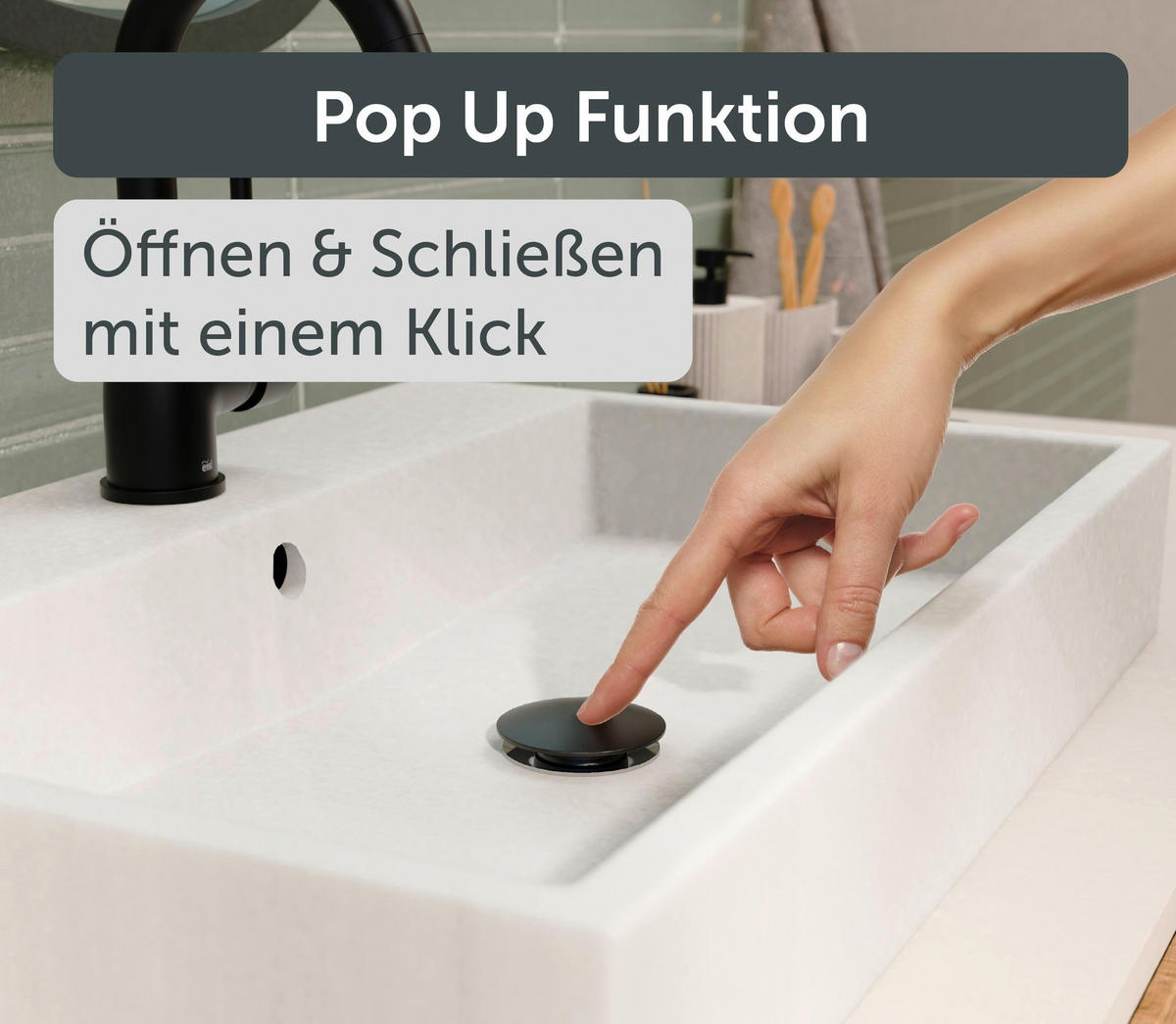 ABLAUFVENTIL  - Chromfarben/Schwarz, Basics, Metall (6,5cm) - Schütte