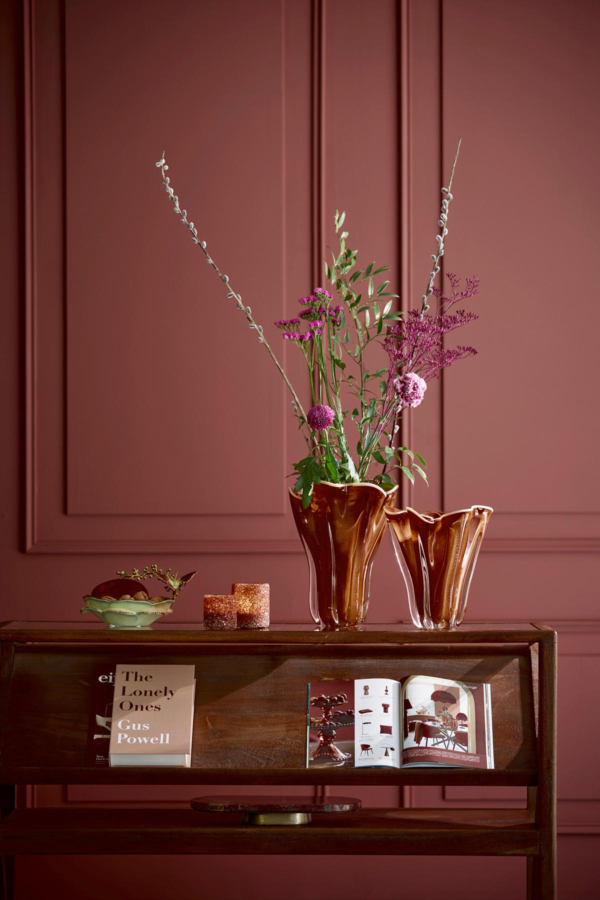 VASE KAZUNO  - Terracotta/Creme, Basics, Glas (26/32/32cm) - Light & Living