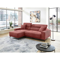 ECKSOFA Cord Koralle  - Koralle/Schwarz, Basics, Textil/Metall (183/250cm) - Livetastic