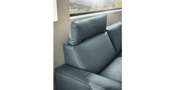 2,5-SITZER in Leder Blau - Blau/Schwarz, Design, Leder/Metall (200/102/92cm) - Johann Jakob