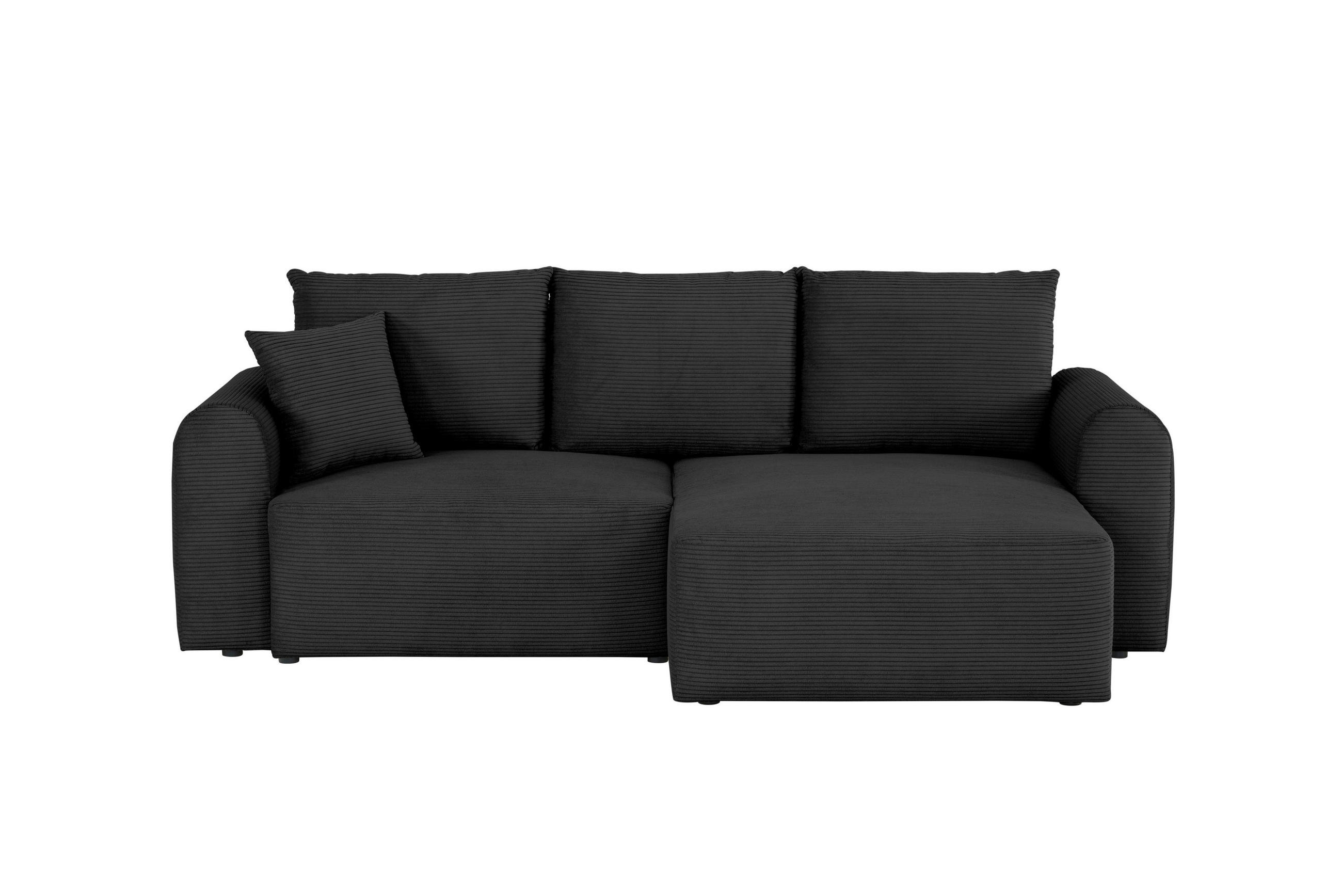 ECKSOFA Schwarz Cord  - Schwarz, Design, Textil (250/151cm) - MID.YOU